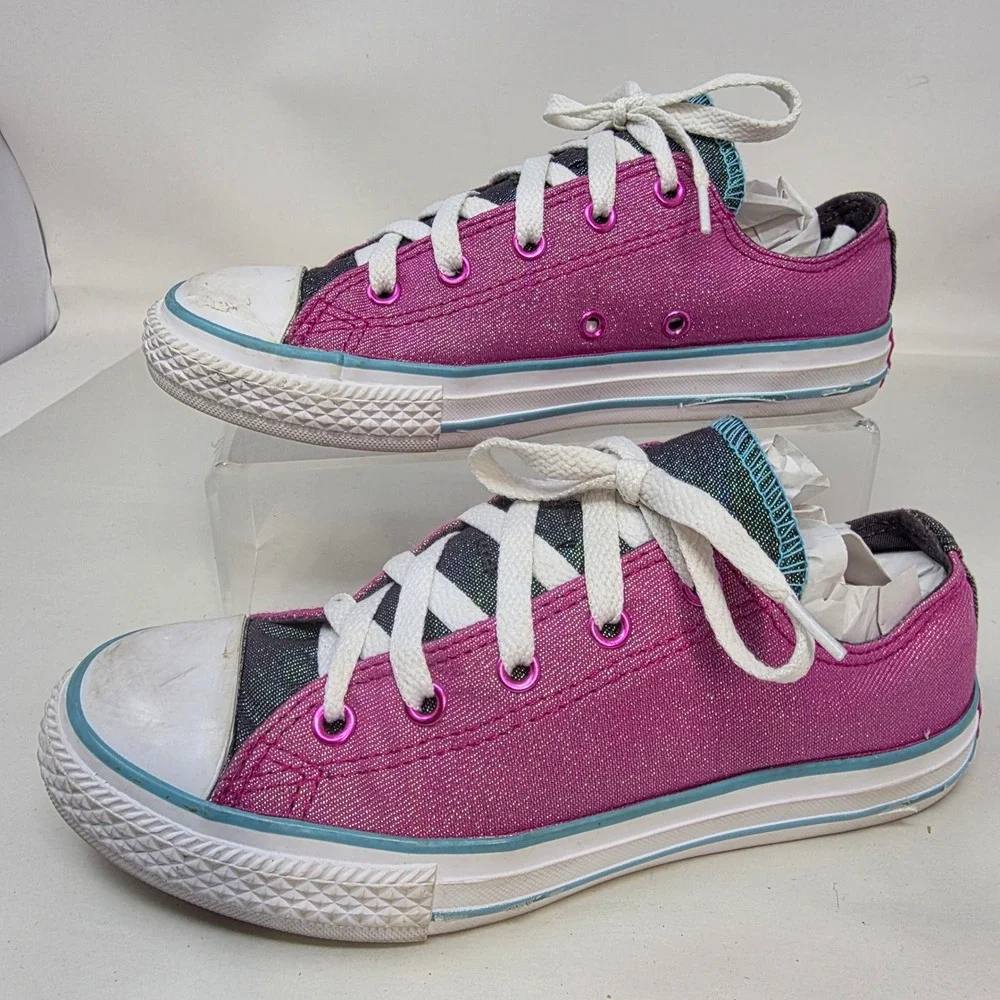 Converse Chuck Taylor All Star Shoes Girls Size 3 Pink Glitter Low Top Sneakers
